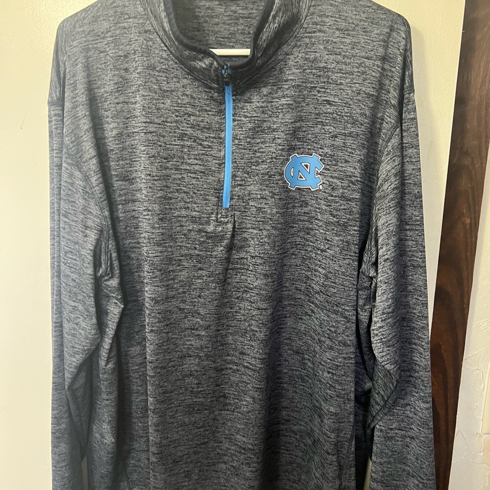 Gray Quarter-Zip Pullover with Blue Logo North Carolina